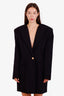 Robe blazer Balmain noire à manches longues en laine, simple boutonnage, taille 46