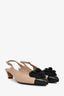 Pre-loved Chanel™ Taupe/Black Leather Camellia Heels Size 40