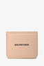 Balenciaga Beige Leather Logo Printed Bi-fold Compact Wallet