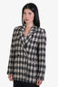 Anine Bing Cream/Black Houndstooth Cotton Blend Jacket Size S
