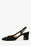 Pre-loved Chanel™ Black Tweed Cap Toe Slingback Heels Size 37.5