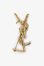 Saint Laurent Gold Toned YSL Brooch