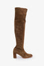 Christian Louboutin Brown Suede Over The Knee Block Heel Boots Size 37.5