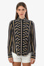 Chloe Black/Multi Silk Striped Button Shirt Size 36