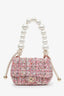 Pre-loved Chanel™ 2019 Pink Tweed Large Pearl Mini Single Flap Handle Bag