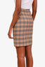 Burberry Vintage Beige Nova Check Wool Midi Skirt Estimated Size XS