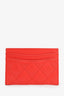 Pre-loved Chanel™ 2019 Red Quilted Lambskin CC Card Holder