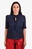 Frame Navy Rami Ruffle Blouse M