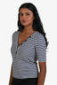 T-shirt Henley rayé en coton, marine/blanc, taille XS, de la marque Frame