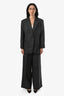 Sandro Grey Plaid Wool Single Breasted Blazer + Wide Leg Trouser Set Size 36 40