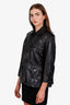 Theory Black Leather A-Line Button Up Jacket Size L