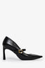 Lanvin Black Leather Pearl Buckle Mary Jane Heels Size 38