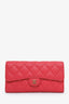 Pre-loved Chanel™ 2016 Pink Caviar Classic Long Flap CC Logo Trifold Wallet