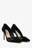 Prada Black Suede Cutout Accent D'Orsay Pumps Size 36