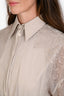 Brunello Cucinelli Beige Silk Linen Layered Sequin Embroidered Button Down Dress Size M