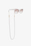 Pre-loved Chanel™ 23P White Frame CH5487 Square Sunglasses With Bead Chain