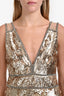 Jenny Packham Gold Sequin V-Neck Gown Size 10