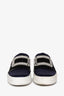 Roger Vivier Navy Satin Crystal Embellished Buckle Slip On Sneakers Size 36.5