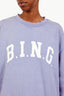 Anine Bing Purple Cotton 'Bing' Logo Crewneck Sweater Size S