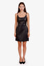 Versace Black Lamb Leather Mini Dress Size 42