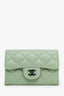 Pre-loved Chanel™ Green Quilted Lambskin Flap Card Holder Wallet