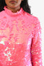 Milly Pink Sequin Long Sleeve Mock Neck Top Size 4