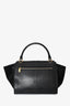 Celine Black Python Leather Medium Trapeze Bag With Strap