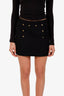 Pre-loved Chanel™ 94P Black Wool CC Button Mini Skirt Size 38