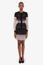 Alexander McQueen Black Silk Striped Top + Skirt Set Size S-M