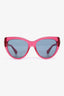 Gucci Pink Acetate Grey Lens Square Sunglasses