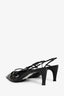 Pre-loved Chanel™ Black Patent Leather Camellia Detail Slingback Heels Size 39