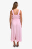 Vince Linen Blend Square Neck Belted Midi Dress Size M
