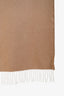Loro Piana Grey/Tan Two-Tone Cashmere Fringe Scarf