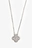 Van Cleef & Arpels 18k White Gold Diamond Vintage Alhambra Pendant Necklace