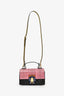 Dolce & Gabbana Black/Pink/Multi Wicker Snake Embossed Lucia Top Handle Bag with Strap
