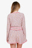 Alexis Pink/Yellow Tweed Long Sleeve Mini Dress Size L