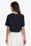 Maje Navy Blue Short Sleeve Dropped Logo Top Size 2
