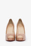 Christian Louboutin Nude Patent Leather Peep Toe Heels Size 41.5