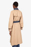 Sandro Beige/Blue Denim-paneled Belted Trench Coat Size 42