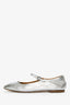 Aeyde Silver Leather Square Toe Ballet Flats Size 35
