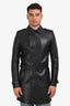 Valentino Black Lambskin Leather Wool Lined Trench Coat Size M Mens