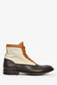 Alexander McQueen Tan Tri-Colour Leather and Suede Ankle Boots Size 41 Mens