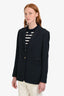 Burberry Navy Cotton Blend Single Button Blazer Jacket Size 8