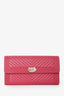 Pre-loved Chanel™ 2016 17 Magenta Chevron Lambskin Long Boy Wallet