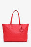 Christian Dior 2014 Red Coated Canvas Cannage Medium Panarea Tote