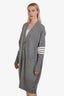 Thom Browne Grey Wool Striped Sleeve Long Cardigan Size 0