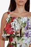 Dolce & Gabbana Beige Floral Printed Cotton Tiered Mini Dress Size 40