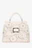 Sac Cabas Roger Vivier en cuir blanc à découpes florales
