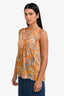 Joie Orange/Grey Printed Silk Sleeveless Top Size XS