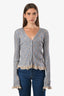 Acne Studios Blue/Orange Cotton Blend Rib Knit Ruffled Cardigan Size XS